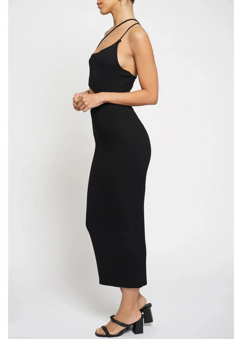 Cut Out Rib Midi Dress