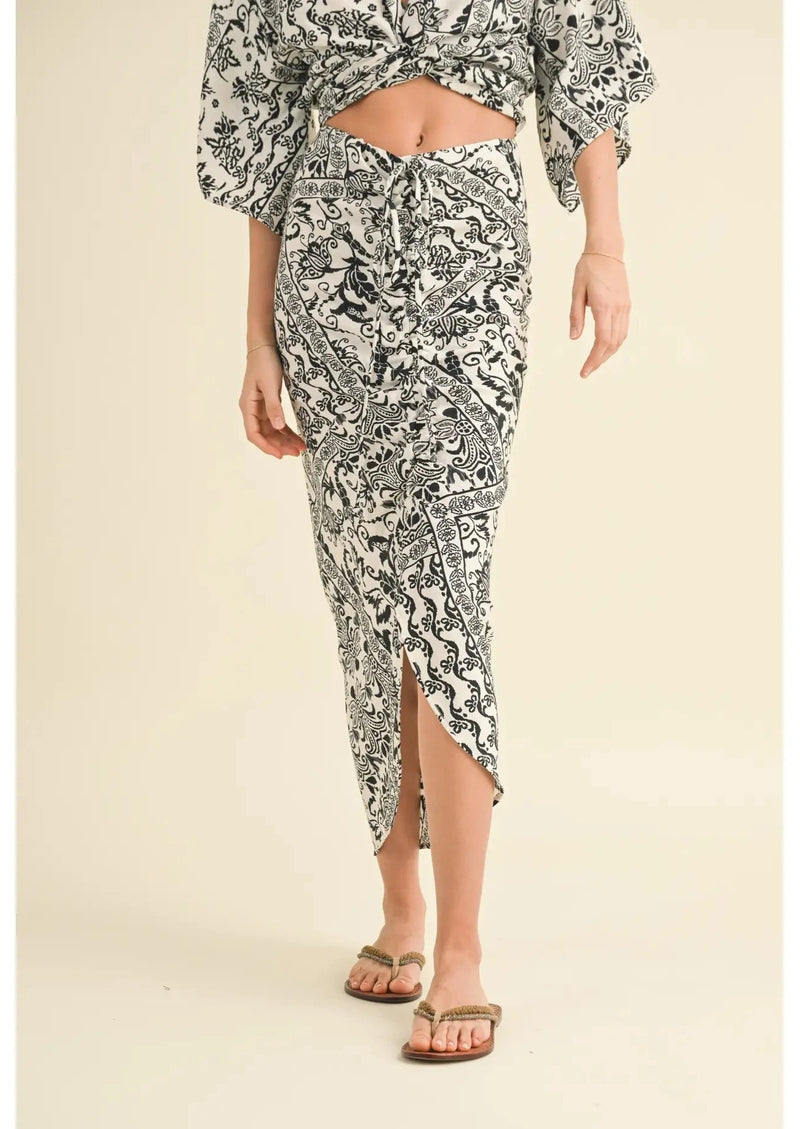 Printed Ruched Skirt