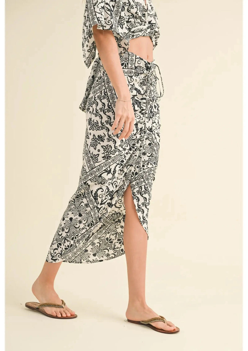 Printed Ruched Skirt