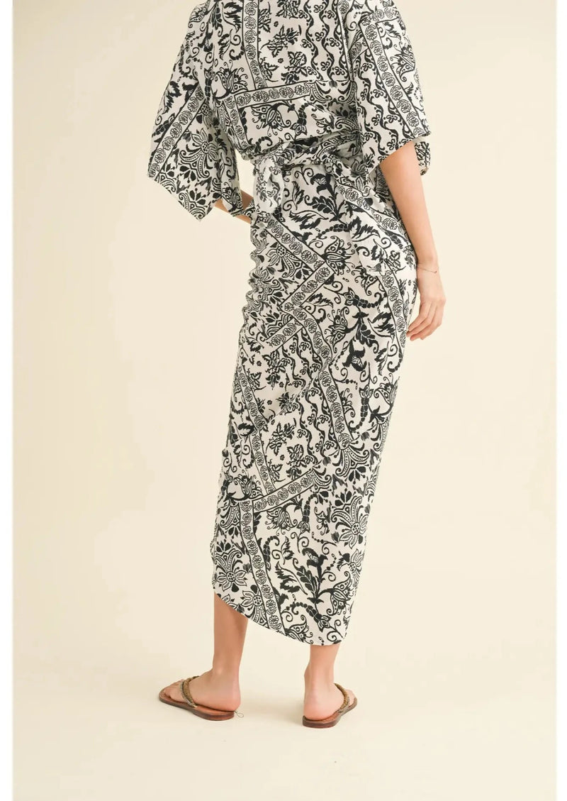 Printed Ruched Skirt