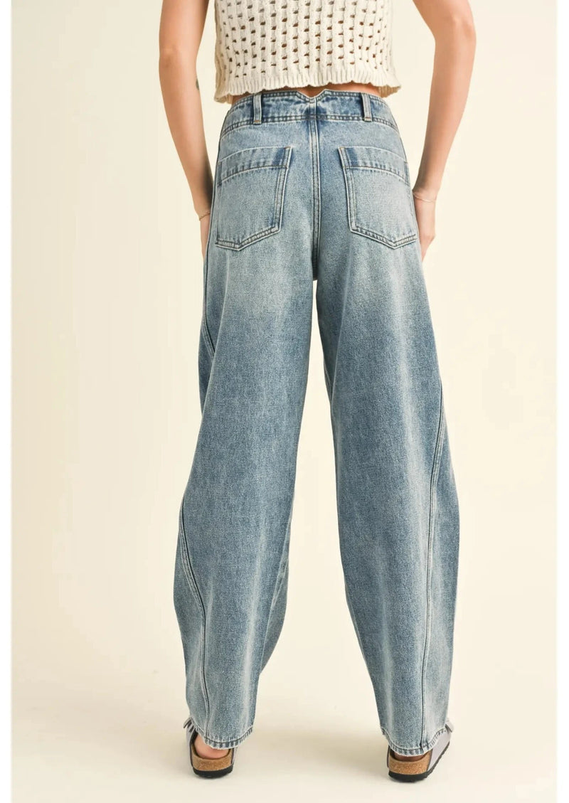 Front Seam Line Denim Pants