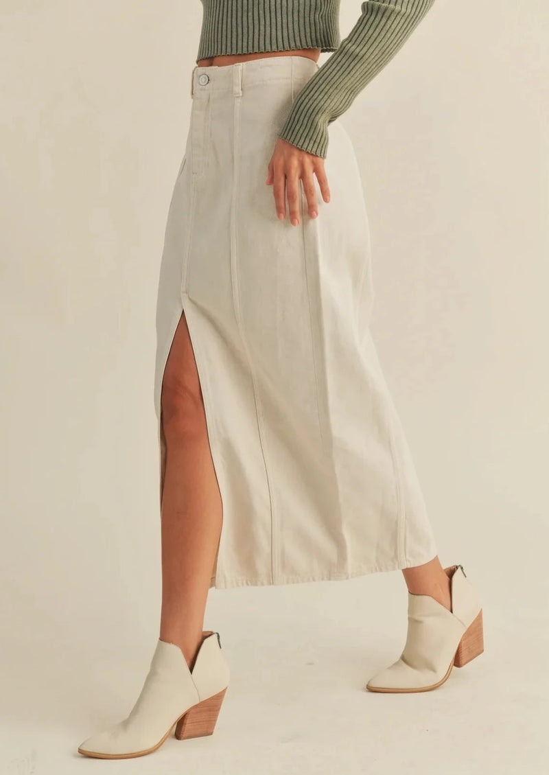 Washed Slit Front Skirt