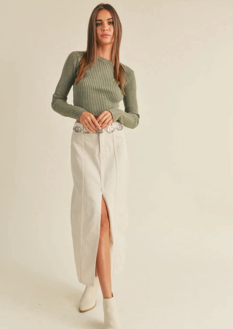 Washed Slit Front Skirt